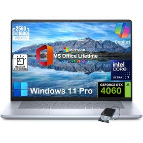 Dell Inspiron 16 Plus 7640 Laptop - w/Office Lifetime, GeForce RTX 4060, Intel 16-Core Ultra 7 155H, 16" 16:10 2.5K 120Hz Anti-Glare Display, Backlit KB, AI Copilot, Win 11 Pro (64GB RAM | 2TB SSD)