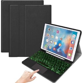 QYiD iPad Mini Keyboard Case with Touchpad, 7 Colors Backlit, Pencil Holder, Leather Folio Cover for 7.9 inch Mini 5th/4th Gen, Black