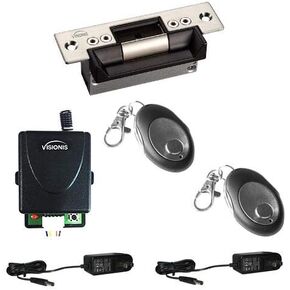 Visionis VIS-5446 One Door Access Control 770lbs Electric Strike Lock Fail Safe Fail Secure Adjustable with Wireless Receiver and Remote Kit System