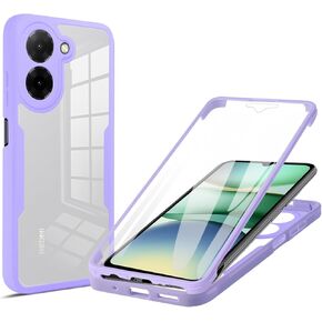 for Xiaomi Redmi A5 4G 171mm/ Poco C71 Clear Case with Screen Protector, Dual Layer Full Body Shockproof Dustproof All-Inclusive Cover Case for Redmi A5 4G QB-Purple