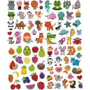 sinceroduct 64PCS 5D DIY Diamond Painting Stickers Kits for Kids and Adult Beginners - Shaped Paint Marked with Diamonds by Numbers, Diamond Art for Kids Art and Crafts, Kids Gift in Kuwait