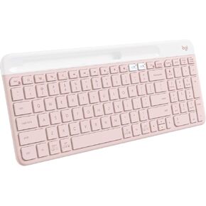 Logitech K585 Multi-Device Slim Wireless Keyboard, Built-in Cradle for Device; for Laptop, Tablet, Desktop, Smartphone, Win/Mac, Bluetooth/Receiver - Rose (Renewed)