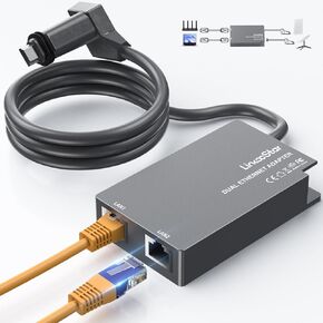 Dual Ethernet Adapter for Starlink Gen 2– 1Gbps Wired LAN Splitter with 2X RJ45 Ports, High-Speed Network Access, 1m Cable, Plug-and-Play for Routers, PCs, Consoles