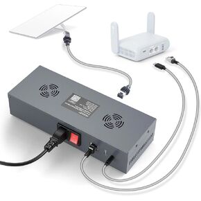200W Gigabit PoE Injector for Starlink Gen 3 Dishy, 5-in-1 54V/3A Power Supply with USB-A 12V/3A, USB-C 5V/3A, AC 110–260V, Built-in Surge Protection, Wall-Mount, Ideal for RV/Home Use