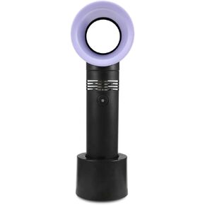 LZLRUN Protable Handheld Cooling Bladeless Fan USB Mini Fan Desktop Bladeless Fan Rechargeable Quiet 3 Gear (Black)