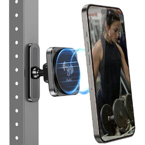 A2C Magnetic Phone Holder for Gym - Aluminum Alloy Base Attach to Metal Surfaces, Gym Phone Mount for MagSafe iPhone 12-16 Series, Ideal Gym Essentials for Workouts Recording