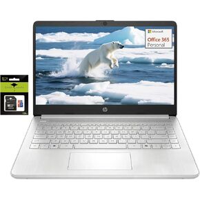 HP 14" Student-Laptop with Copilot AI office365, Intel Processor N150(Up to 3.6GHz) 8GB RAM 256GB Storage(128GB UFS + 128GB Ghost Manta SD Card) Win11