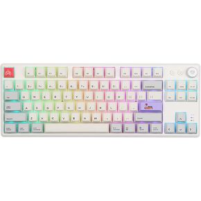 EPOMAKER CIDOO ABM084 TKL Hot Swap RGB 2.4Ghz/Bluetooth 5.0/Wired Mechanical Knob Keyboard NKRO with Poron Foam, 3000mAh Battery, Dye Subbed PBT Keycaps for E-Sport Win/Mac/Linux(Flamingo Switch)