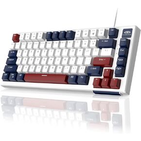 MageGee Mechanical Keyboard, Wired Gaming Keyboard Backlit Ultra-Slim USB Keyboards with Blue Switches 81 Keys for PC Windows Computer Laptop（Blue White）…