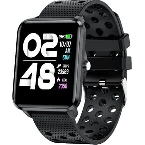 bemi Kix-m Smartwatch Fitness Tracker - Heart Rate Monitor, Blood Oxygen, Sleep Tracking, Pedometer Step Calories Tracker - 1.5 Inch Touchscreen IP68 Waterproof Women Men - Black