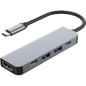 USB C Hub HDMI Adapter, 5 in1 Docking Station with 4K HDMI, USB C Data Port,100W PD, and USB 3.0 & 2.0 Compatible for MacBook Pro/Air, Dell XPS, Lenovo Thinkpad More Type C Devices