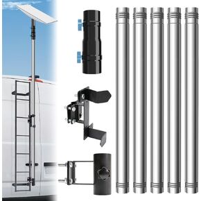 Starlink Gen 2 Pole Mount, 8 Ft Starlink Mounting Kit Gen 2 with RV Ladder Mount, Removable Stainless Steel Pole, Fits 1 inch Ladder Rails, Starlink Gen 2 Car Mount