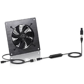 120mm USB/DC Silent Cooling Fan - 5V/12V Dual Voltage, 6-Inch, 6-Speed Adjustment, Timed Cycle Switch - for Home Theater AV Cabinets, Server Racks, Cupboards, Pet Nests,Greenhouses, RVs