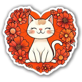 (3PCS) Orange Flower Cat Beautiful Funny Sticker, Vinyl Stickers Decorate for Bookish Stickers, Car, Water Bottles,Phone, Books, Laptop, Kindles, Gifts Women Men Decals, Funny Gifts (3 inches)