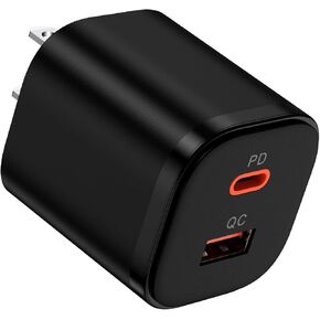 S25 Edge USB C Wall Charger Block Fast Charging Brick for Galaxy S25 Ultra/S24/S23/S22/A16/A26/A36/A56,20W Dual Port PD Wall Charge Adapter +USB A Charger Cube for Google Pixel 9A/9Pro XL/8/7