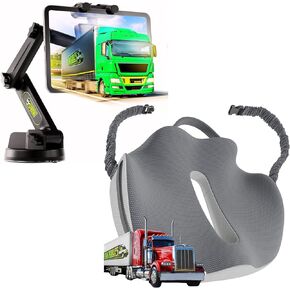 Truck Truck Tablet Mount & Gray X-Large Big Rig Truck Seat Cushion ، Tablet Tablet و iPad Holder متوافق مع Windshield Window و Memory Foam Foam Cushion (1 TM & 1 SC)