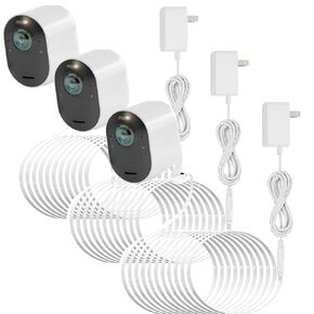 Uogw 3Pack 16.4FT Outdoor Magnetic Charging Cable for Arlo Pro 4/Arlo Ultra 2/Arlo Pro3/Arlo Ultra/Arlo Pro 5S 2K/Go 2 Camera,Power Adapter and Power Cable,Weatherproof Outdoor - (White)