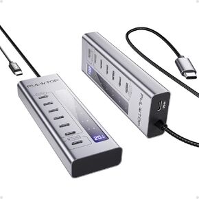 Powered USB C Hub, 7-in-1 USB C Hub Support 10Gbps Data&20W Charging, USB HUB Adapter for MacBook, iMac, iPad, Phone, and Other Laptops. (Not Support Video and Power Adapter Not Included)
