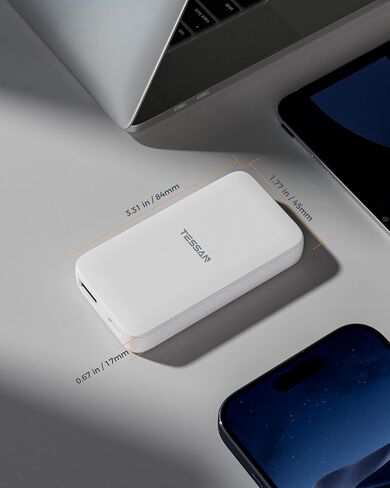 USB C Flat Wall Charger Block, TESSAN Ultra Slim Multi-Port Power Adapter for iPhone 16/15 Series and Samsung Galaxy Models, PD 35W Fast Charging Foldable Outlet Plug in Saudi Arabia