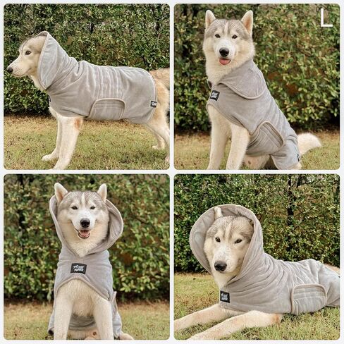 Tuff Pupper Fast Drying Dog Bath Robe | 800 GSM Plush Dog Towel Bathrobe/Dressing Gown | Super Absorbent Pet/Puppy Bathrobe | Adjustable Hood & Belly Strap | Super Soft | Fast Drying (XXL, Blue) in Kuwait
