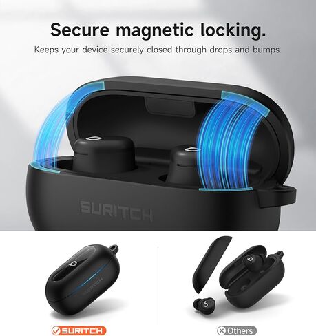 SURITCH Cases for Beats Solo Buds 2024 Case Cover, Magnetic Protective Covers for Beats Solo Buds Wireless Earbuds, Rugged Bumper Case with Magnetic Lok & Carabiner & Keyring & Cleaning Kit, Purple in Saudi Arabia