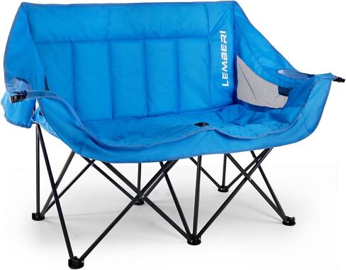 PUKAMI Oversized Double Camping Chair, Folding Loveseat Camping Chair for Adults, 2 Person Camping Couch Heavy Duty Camping Chairs, Portable Outdoor Lawn Chairs with Cup Holder in Saudi Arabia
