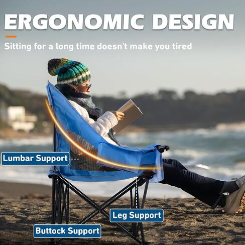 PUKAMI Oversized Double Camping Chair, Folding Loveseat Camping Chair for Adults, 2 Person Camping Couch Heavy Duty Camping Chairs, Portable Outdoor Lawn Chairs with Cup Holder in Saudi Arabia