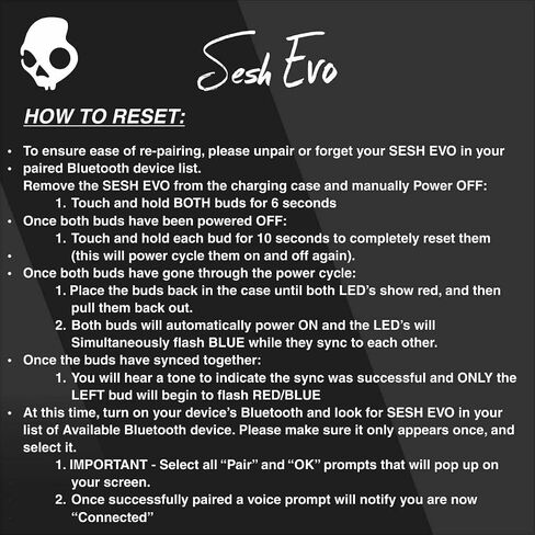 Skullcandy Sesh Evo in-Ear Wireless Earbuds, 24 Hr Battery, Microphone, Works with iPhone Android and Bluetooth Devices - Bleached Blue in Kuwait