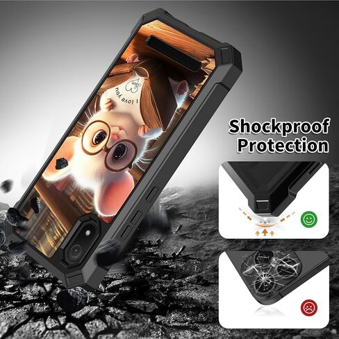 for Cloud Mobile Stratus C8 Phone Case with Tempered Glass Screen Protector Panda Guitar Design Hybrid Dual Layer Soft TPU Hard PC Heavy Duty Shockproof Protective Cover for Cloud Stratus C8 in Saudi Arabia