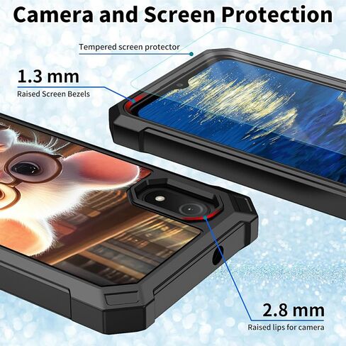 for Cloud Mobile Stratus C8 Phone Case with Tempered Glass Screen Protector Panda Guitar Design Hybrid Dual Layer Soft TPU Hard PC Heavy Duty Shockproof Protective Cover for Cloud Stratus C8 in Saudi Arabia