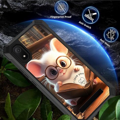 for Cloud Mobile Stratus C8 Phone Case with Tempered Glass Screen Protector Panda Guitar Design Hybrid Dual Layer Soft TPU Hard PC Heavy Duty Shockproof Protective Cover for Cloud Stratus C8 in Saudi Arabia