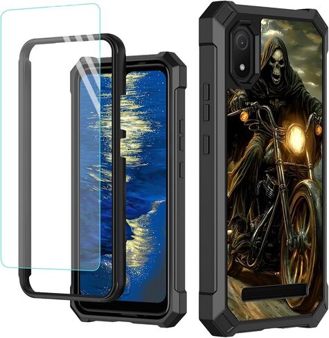 for Cloud Mobile Stratus C8 Phone Case with Tempered Glass Screen Protector Panda Guitar Design Hybrid Dual Layer Soft TPU Hard PC Heavy Duty Shockproof Protective Cover for Cloud Stratus C8 in Saudi Arabia
