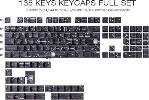 Tsungup Custom Keycaps,131 Keys PBT Starry Sky Side Printed Keycaps,Cherry Profile Key Caps Keyboard Keycap Set for Cherry MX Switches Mechanical Keyboard(Black) in Kuwait