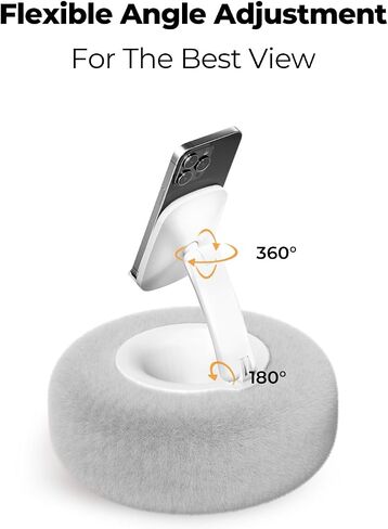Phone Stand with Pillow, Adjustable iPhone Stand with Anti-Slip Strips, High-Viscosity Pads – Compatible with 4"-7" Devices, Including iPhone, iPad, Kindle, and Android (Grey) in Saudi Arabia