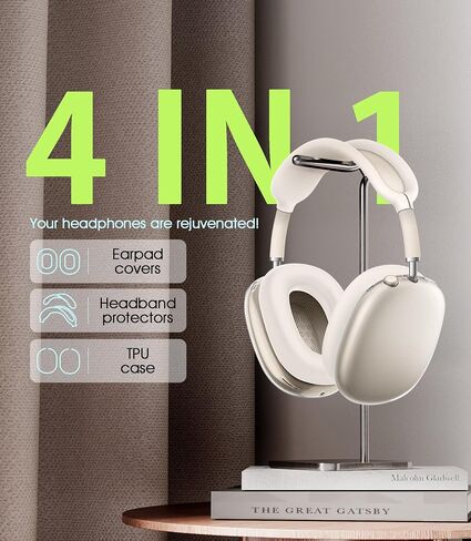 SeltureDone 4 in 1 Case Cover متوافق مع غطاء Airpods Max Captand/Ear Coups/Ear Palcs ، و Silicone Silecone All -Round Silicon و Clear TPU لـ AirPods Max - Starlight in Kuwait