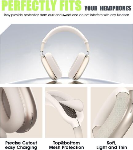 SeltureDone 4 in 1 Case Cover متوافق مع غطاء Airpods Max Captand/Ear Coups/Ear Palcs ، و Silicone Silecone All -Round Silicon و Clear TPU لـ AirPods Max - Starlight in Kuwait