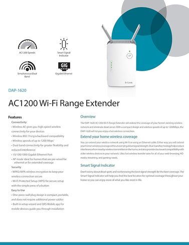 D-Link AC1200 Wi-Fi Range Extender (DAP-1620) (Renewed) in Saudi Arabia
