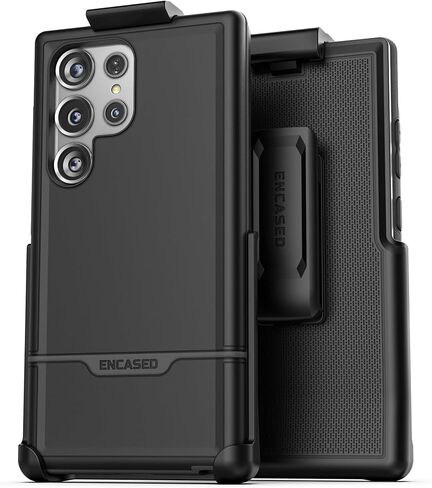 Encased Rebel Designed for Samsung Galaxy S24 Ultra Belt Clip Case (2024) Protective Phone Case with Holster (Black) (S24 Ultra) in Saudi Arabia