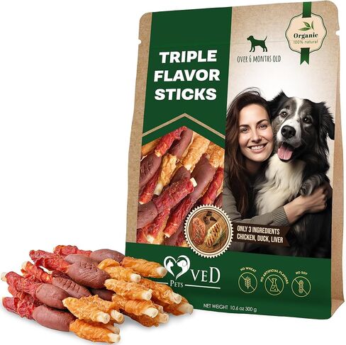 Kabobs Dog Rawhide Treats with Duck & Chicken Human Grade Meat - All Natural & Organic Dried Snacks - Grain Free Long Lasting Chews for Large & Small Dogs - Best Sticks for Training & Healthy Teeth in Saudi Arabia