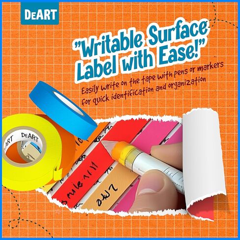 Masking Tape - EXTRA LONG 1008 FEET x 1 Inch - Painters Tape Assortment, 6 Color Painter Tape Rolls, Colored Labeling Paper Tape for Bullet Journals Party Decorations DIY Craft Artist Tape Art Tape in Kuwait