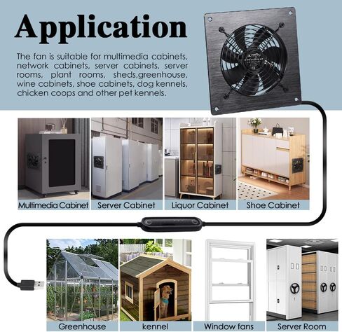 120mm USB/DC Silent Cooling Fan - 5V/12V Dual Voltage, 6-Inch, 6-Speed Adjustment, Timed Cycle Switch - for Home Theater AV Cabinets, Server Racks, Cupboards, Pet Nests,Greenhouses, RVs in Kuwait