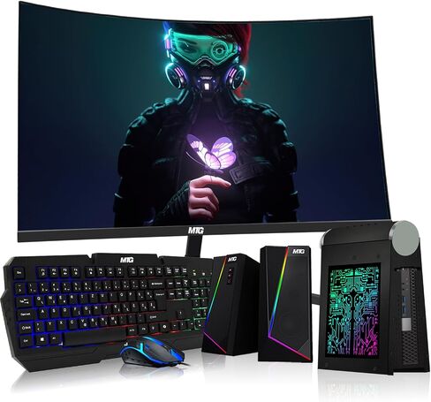 حزمة PC Cybercube Mini PC ، Intel Core I5 ​​، RAM 32GB ، 1 تيرابايت SSD ، شاشة منحنية 32 بوصة ، مجموعة RGB ، كاميرا الويب ، Windows 11 Pro (متجدد) in Kuwait