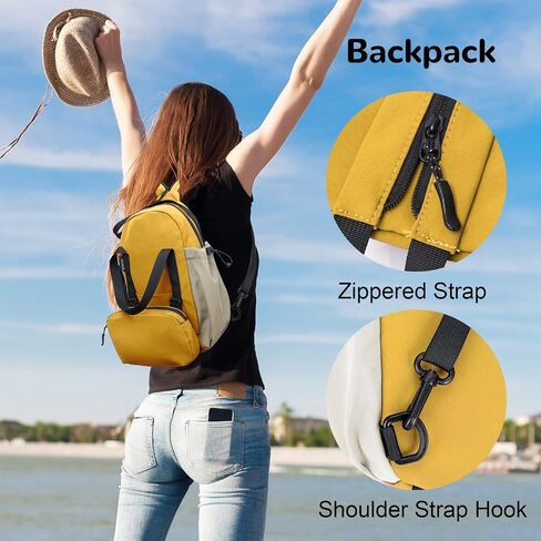 Small Nylon Convertible Backpack for Woman, Sling Backpack Convertible Crossbody Bags Daypack for Work Daily Travel, Yellow in Saudi Arabia