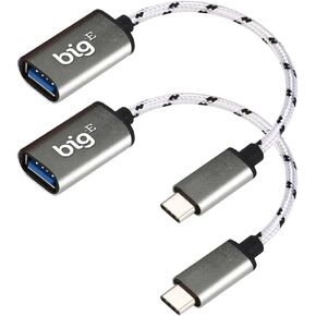 Turbo 5Gbps USB-C to USB 3.0 Adapter [2Pack] Compatible with Google Chromebook PixelBook, Go, Pixel Slate for FULL USB OTG On-The-Go Thunderbolt 3/4 Short Connector USBC Male to USB Female (SILVER)