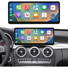 NINETOM 2025 Upgraded 12.3" Ultra-Narrow Touchscreen Wireless CarPlay Android Auto Receiver Compatible with Mercedes-Benz C/GLC-Class W205 (2015–2018), for NTG 5.0/5.1/5.2 System