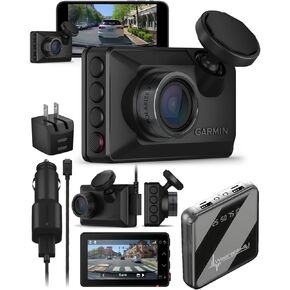 Garmin Dash Cam X210, Compact 1440p HD Dash Cam with a 140-degree Field of View, Built in Clarity Polarizer, Voice Controlled, GPS, 2.4" Display, Automatic Recording with Wearable4U Power Bank Bundle