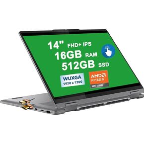 Lenovo Yoga 7 2-in-1 AI PC Laptop 14" FHD+ IPS Touch AMD Zen4 8-core Ryzen 7 8840HS (>i7-12700H) 16GB RAM 512GB SSD Backlit Fingerprint Long-Lasting Battery Rapid Charging Win11 + HDMI Cable