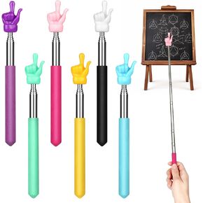 6 Pcs Telescopic Teacher Pointers, Mini Extendable Hand Pointer Stick, Retractable Classroom Finger Pointer Stick for School Teaching, Enterprise Training, Conference Presentation