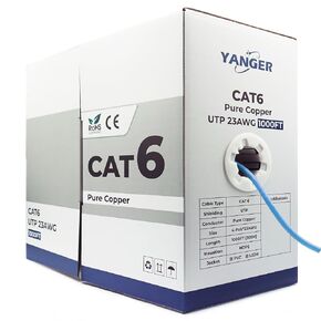 CAT6 Ethernet Cable 1000ft - 23AWG Solid Bare Copper, 10 Gigabit, POE++, UTP High-Speed Network Cable, Pull Box, for Data Center/Office Use, 4K/8K/VR Smart Home Devices, Bulk LAN Cable, Blue
