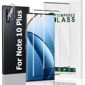 [2+2 Pack] For Note 10 Plus Screen Protector with Camera Lens Protector, Ultrasonic Fingerprint Compatible, HD Clear, Anti Scratch for Note 10 Plus Tempered Glass Screen Protector (6.8 Inch)